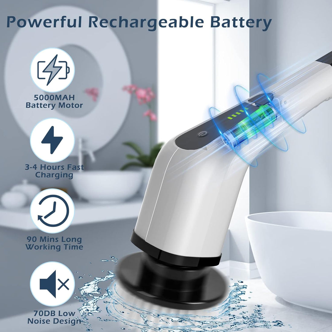Electric Spin Cordless Cleaning Brush – Powerful Shower Scrubber | تنظيف عميق بدون مجهود